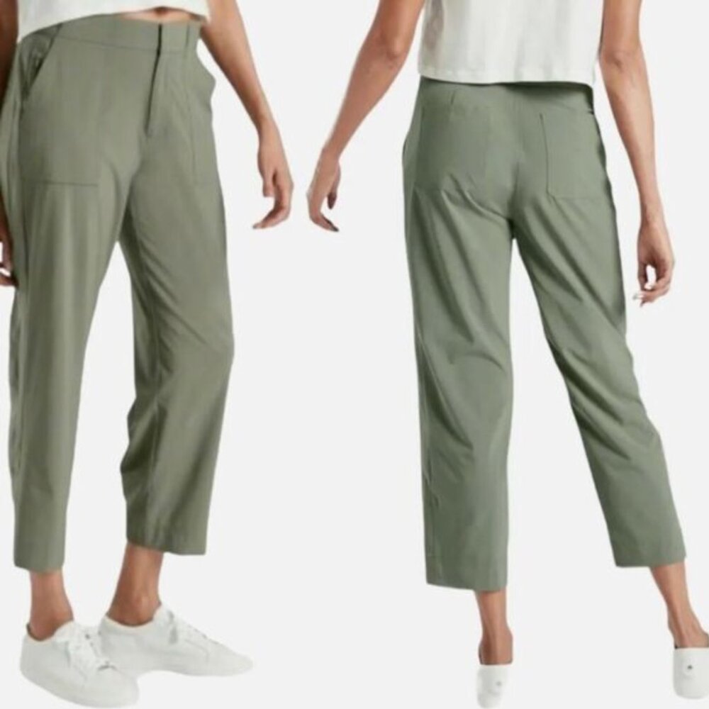 Athleta Tribeca Utility Crop Pants In Laurel Olive Green, Size Women's 14T
